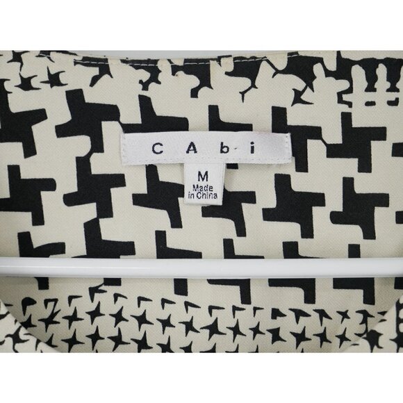 NEW Cabi Geometric Cropped Zip Up Jacket Beige Black M - Picture 2 of 4